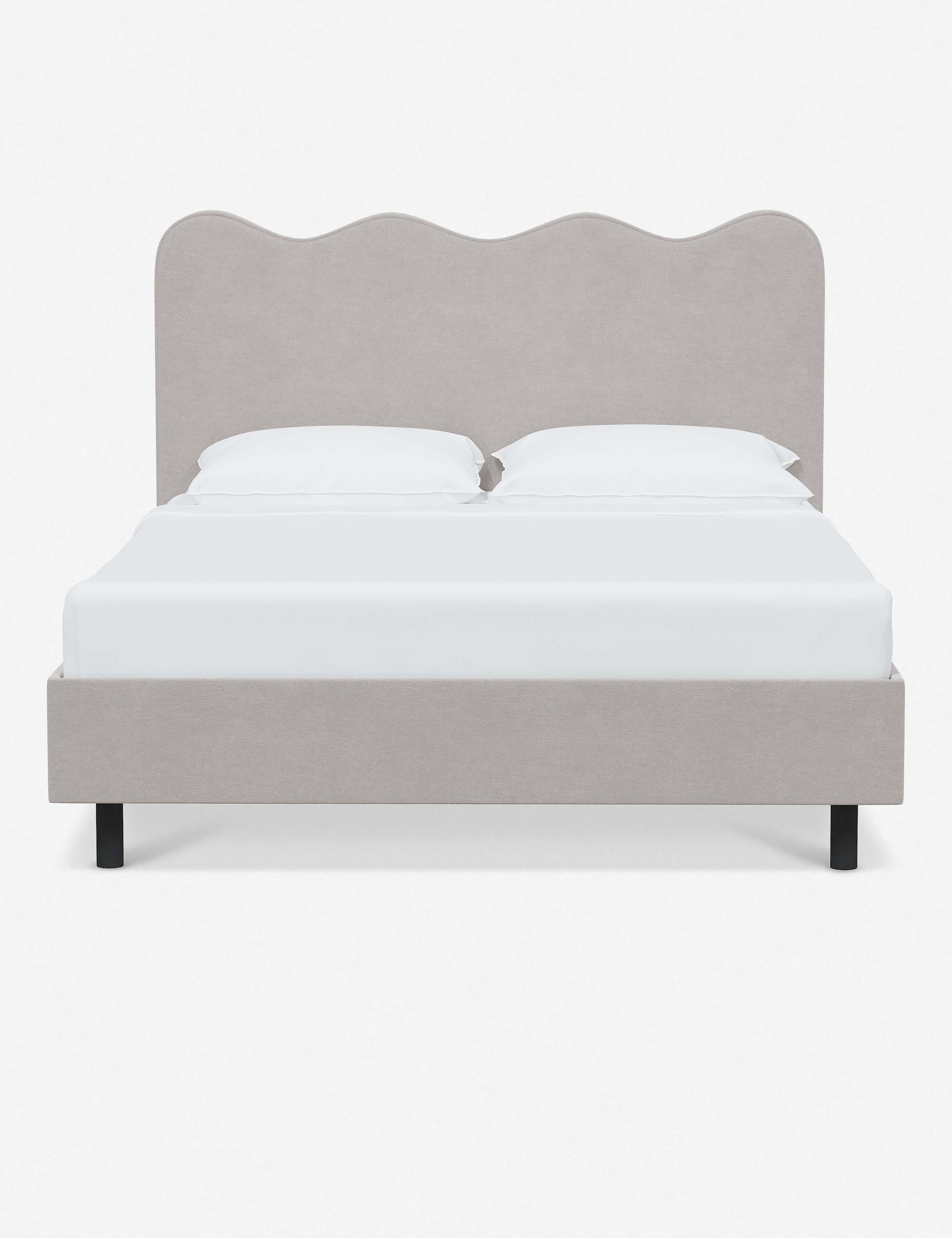 #color::mineral-velvet #size::twin #size::full #size::queen #size::king #size::cal-king | Clementine mineral velvet platform bed with undulating lined headboard