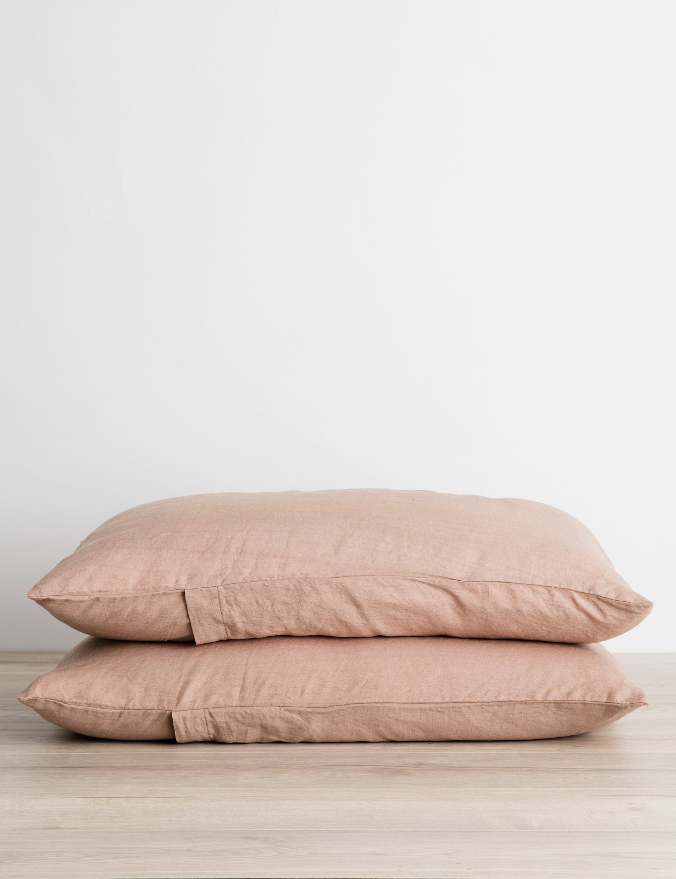 #color::fawn #size::standard #size::king | Set of two european flax linen fawn pink pillowcases by cultiver