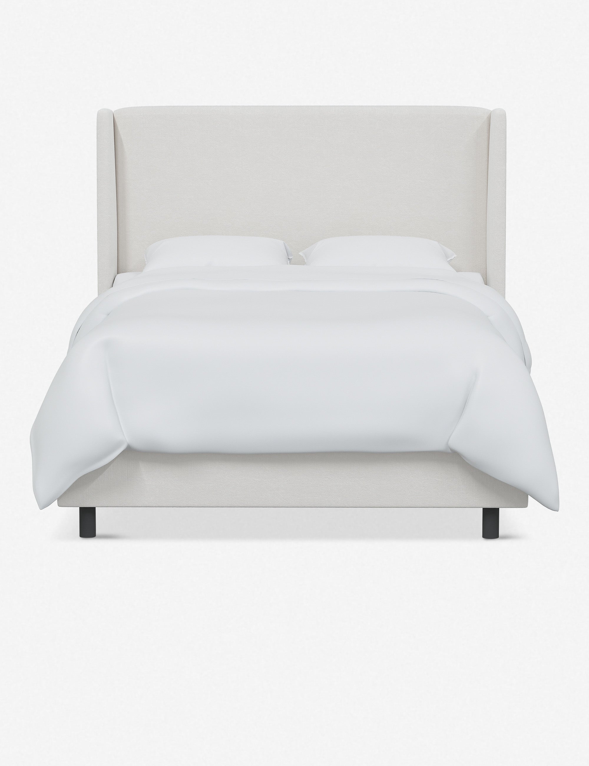 #color::snow-velvet #size::twin #size::full #size::queen #size::king #size::cal-king | Adara white velvet upholstered bed.