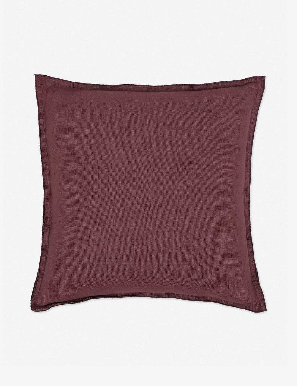 #color::aubergine #style::square #fill type::with-feather-down-insert #fill type::pillow-cover-only | Arlo Aubergine burgundy flax linen solid square pillow