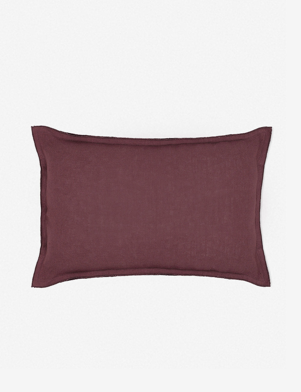 #color::aubergine #style::lumbar #fill type::with-feather-down-insert #fill type::pillow-cover-only | Arlo Aubergine burgundy flax linen solid lumbar pillow