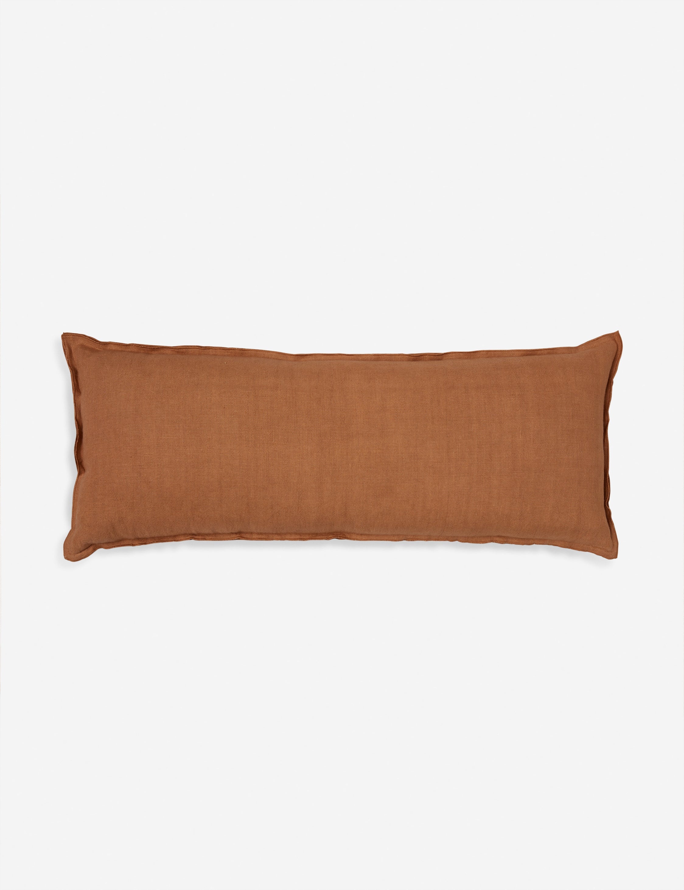 #color::burnt-orange #size::extra-long #fill type::with-feather-down-insert #fill type::pillow-cover-only | Arlo Burnt Orange flax linen solid long lumbar pillow