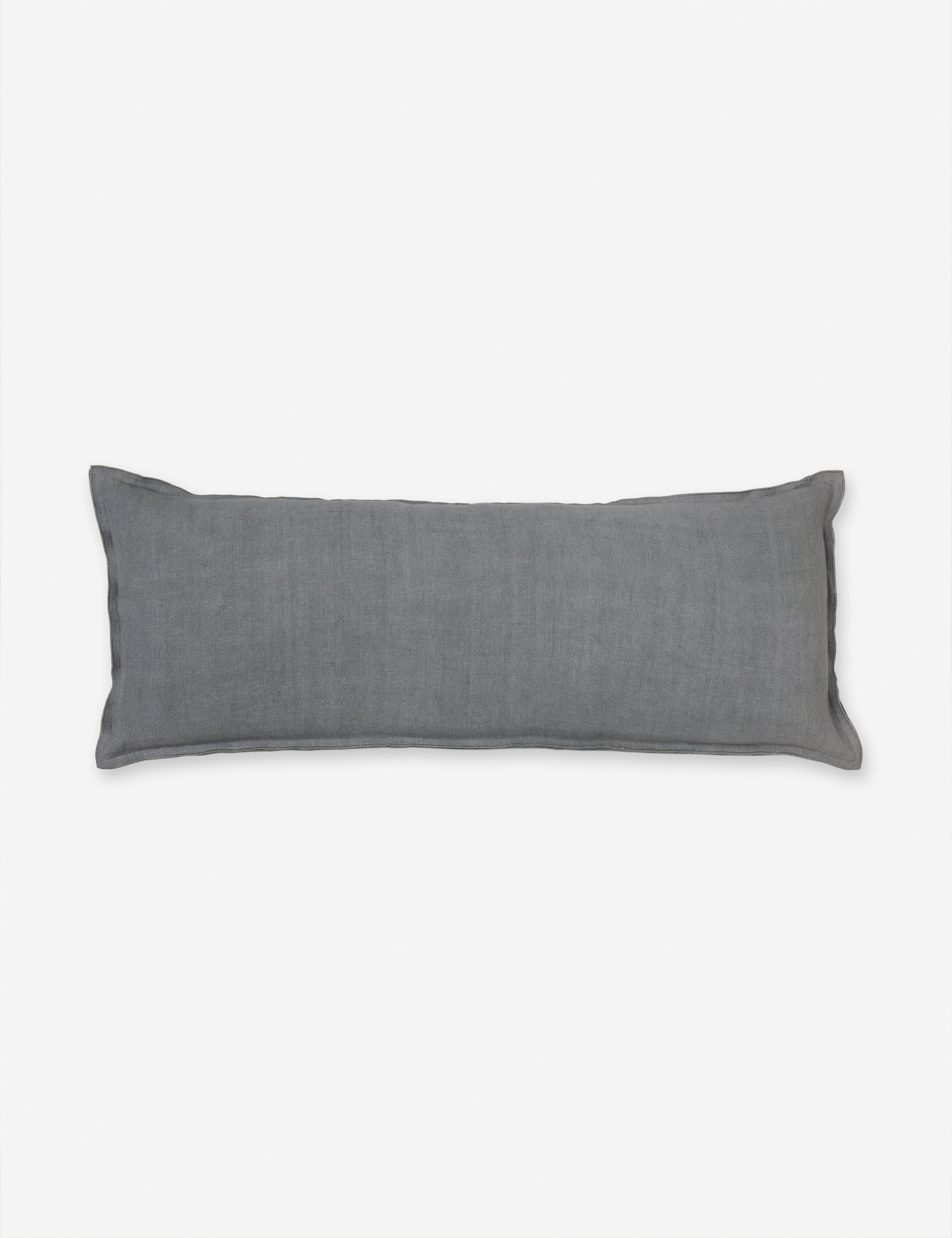 #color::dusty-blue #style::extra-long #fill type::with-feather-down-insert #fill type::pillow-cover-only | Arlo Dusty Blue flax linen solid long lumbar pillow