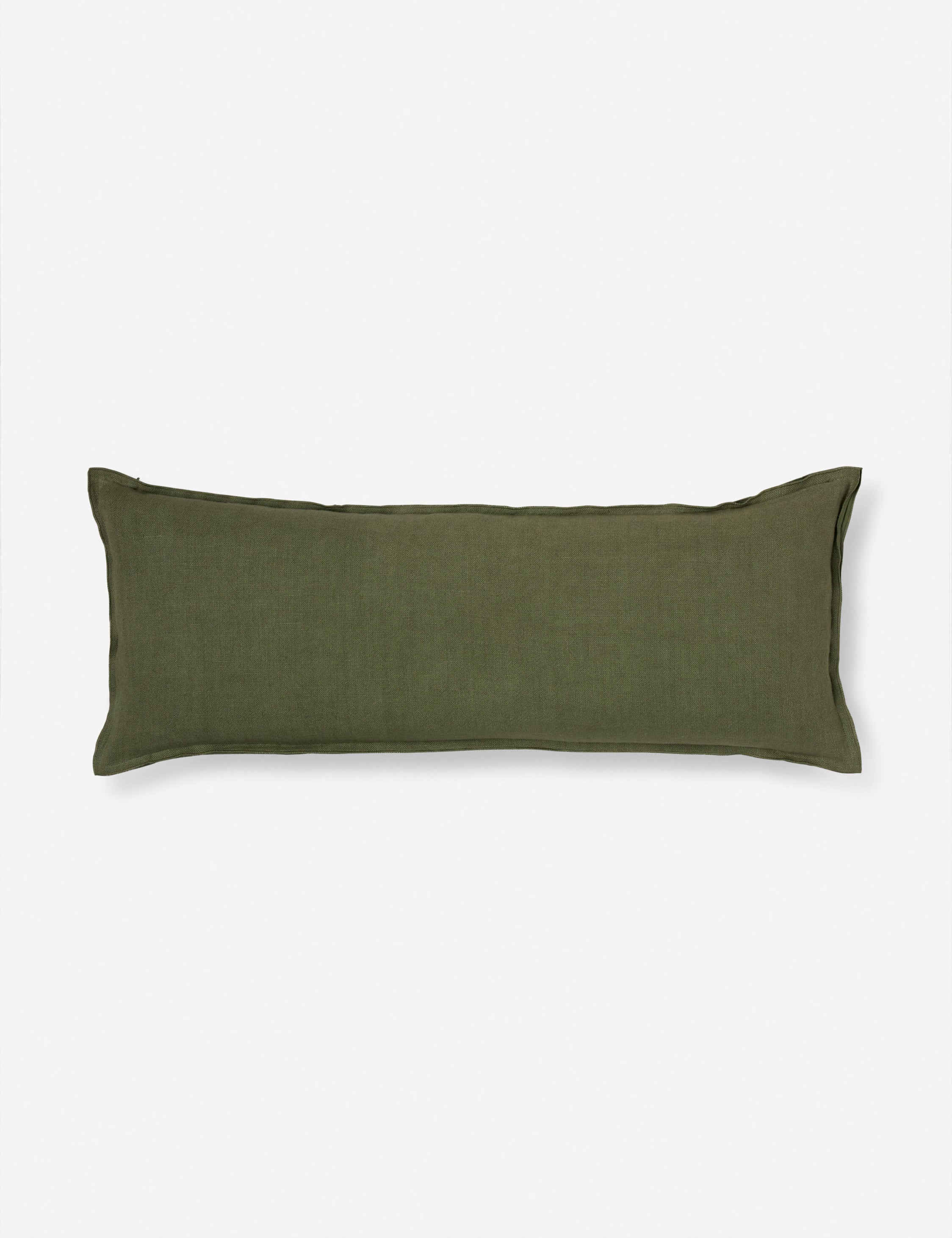 #color::olive #style::extra-long #fill type::with-feather-down-insert #fill type::pillow-cover-only | Arlo Olive green flax linen solid long lumbar pillow