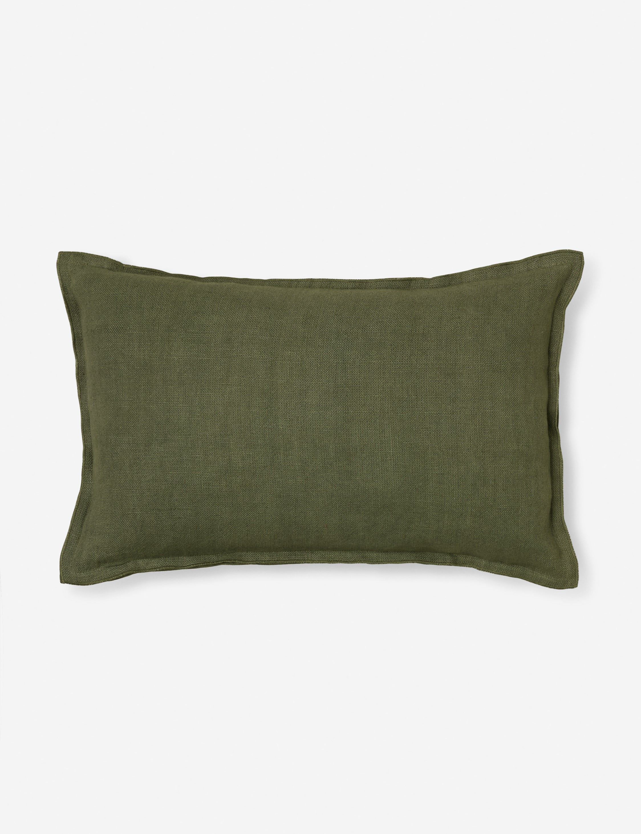 #color::olive #size::lumbar #fill type::with-feather-down-insert #fill type::pillow-cover-only | Arlo Olive green flax linen solid lumbar pillow