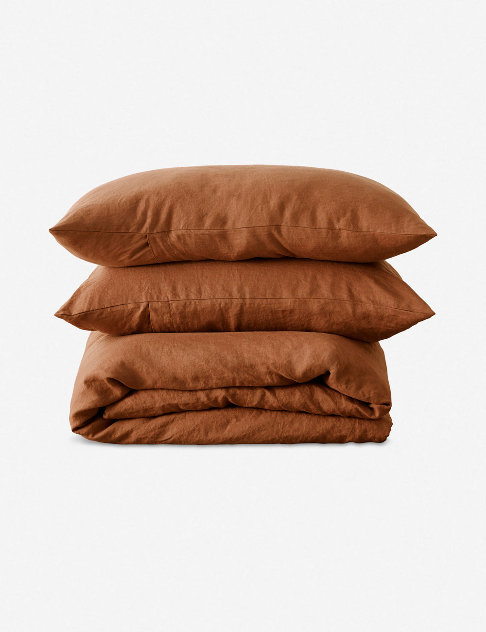#color::cedar #size::queen #size::king #size::twin #size::cal-king | European Flax Linen cedar orange Duvet Set by Cultiver