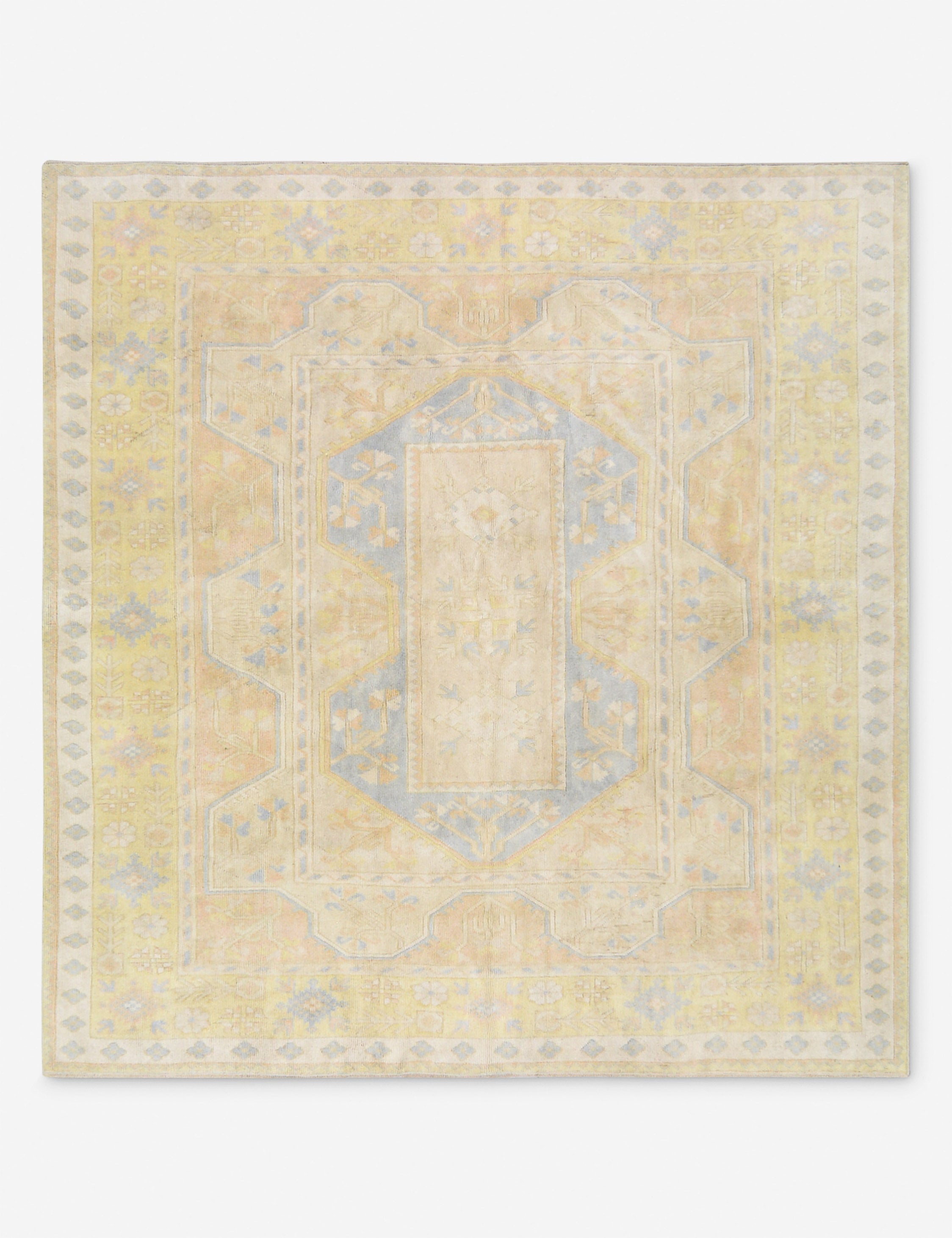 Covor turcesc vintage din lână, înnodat manual, nr. 472, 7' x 7'