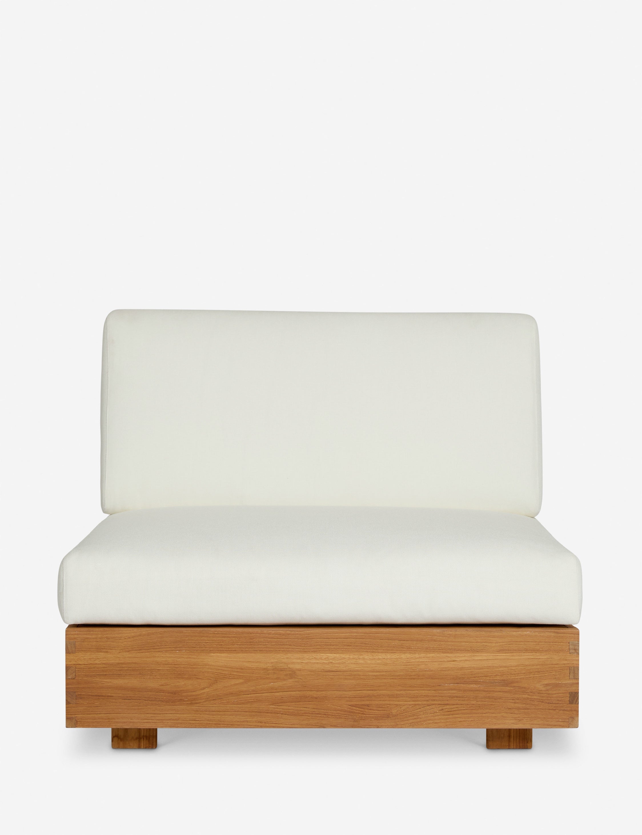 #color::natural-teak | Abbot modular modern teak frame outdoor armless accent chair by Sarah Sherman Samuel