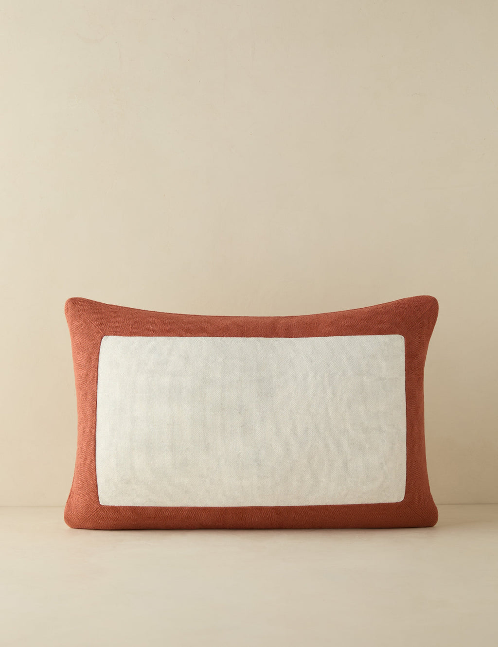 #color::rust  #size::lumbar | Amica color border outdoor pillow