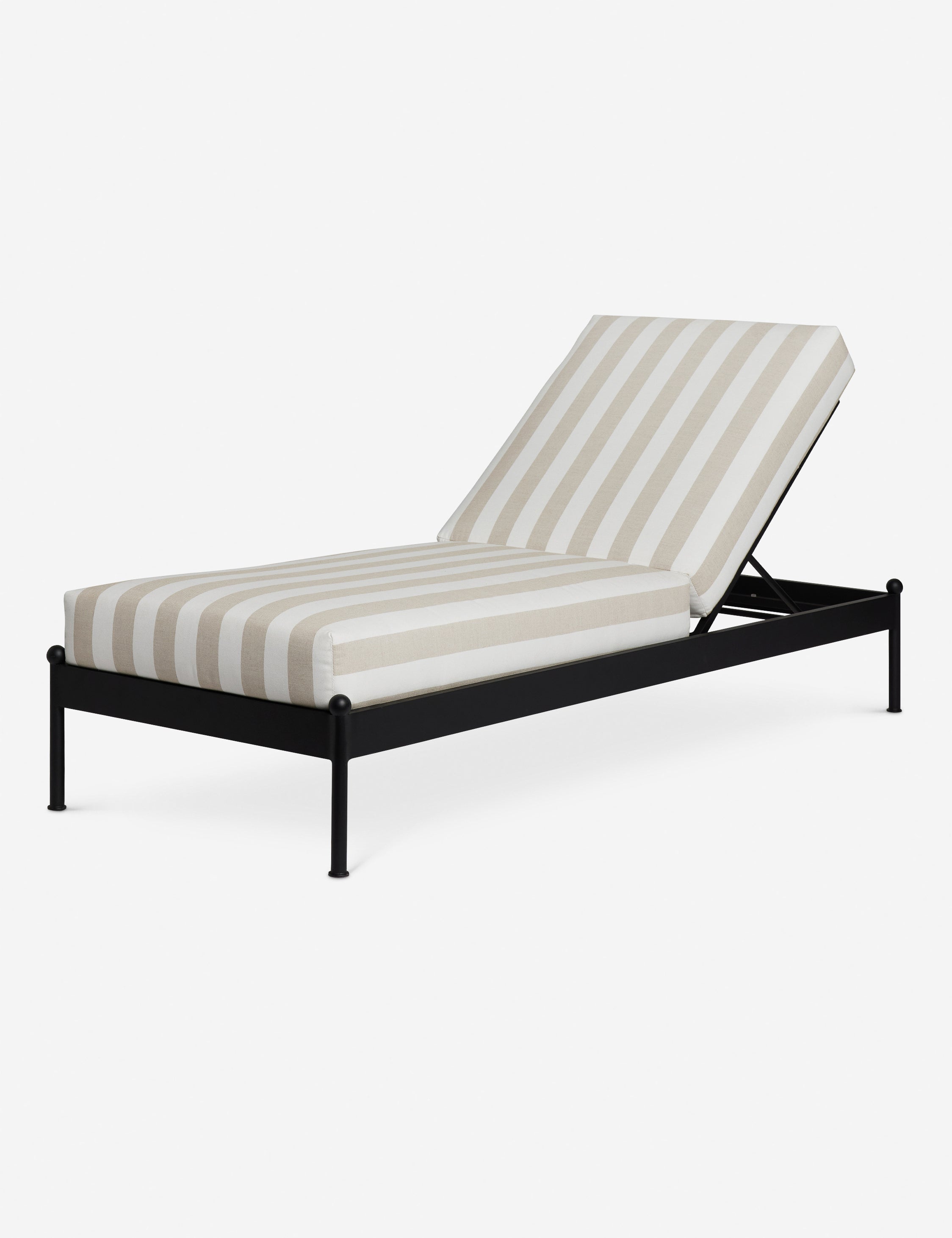 #color::natural-stripe | Leni black metal frame striped cushion outdoor chaise lounge chair