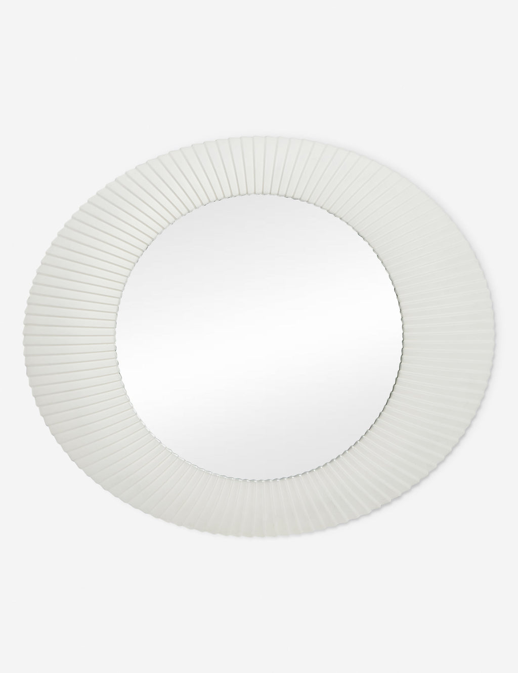 #color::white | Whitaker white asymmetrical oval wall mirror.