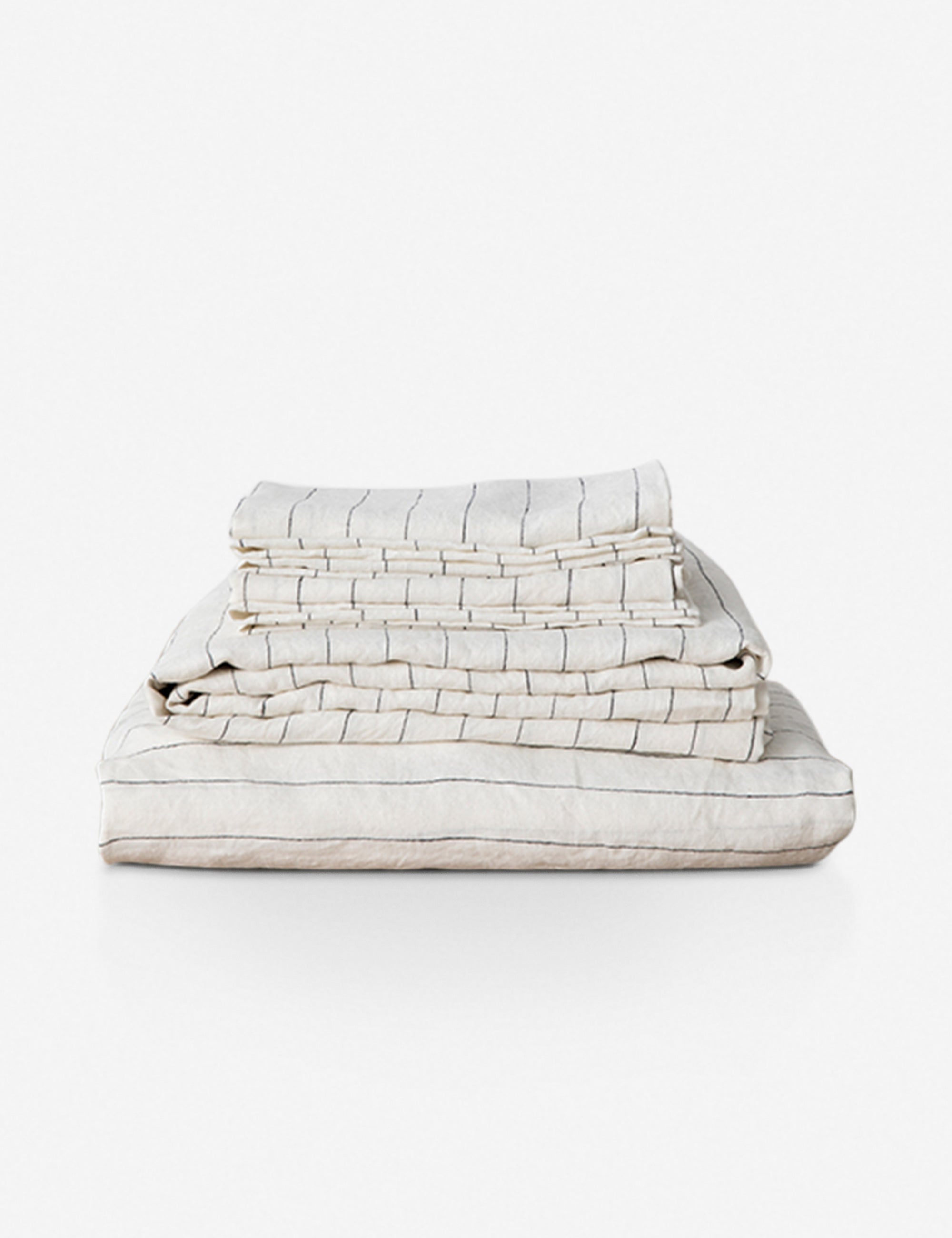 #color::pencil-stripe #size::twin #size::full #size::queen #size::king #size::cal-king | European Flax Linen pencil stripe Sheet Set by Cultiver
